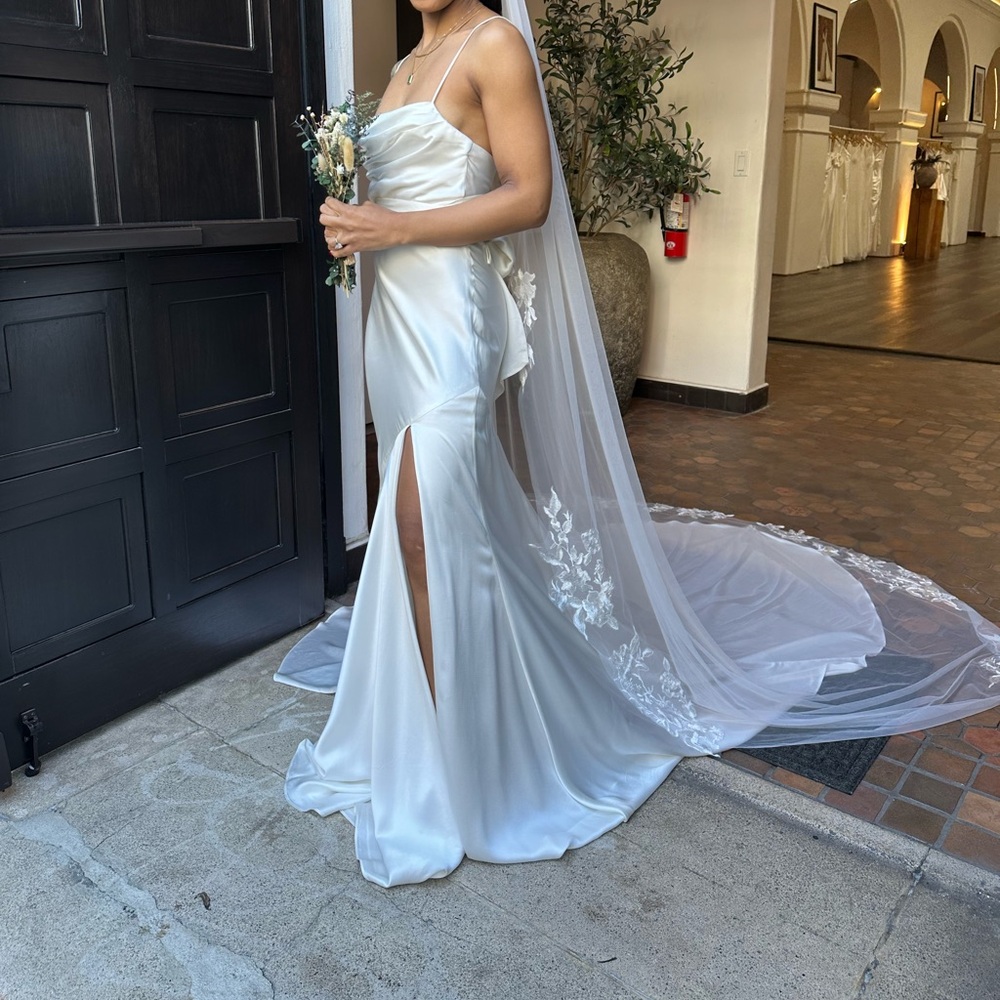Grace Loves Lace Ivory Satin Wedding Gown with Veil